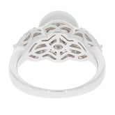 Sterling Silver Semi Mount Ring Setting Round RD 9X9mm Pearl 3 Stone Halo w/ White Topaz - Syzjewelry